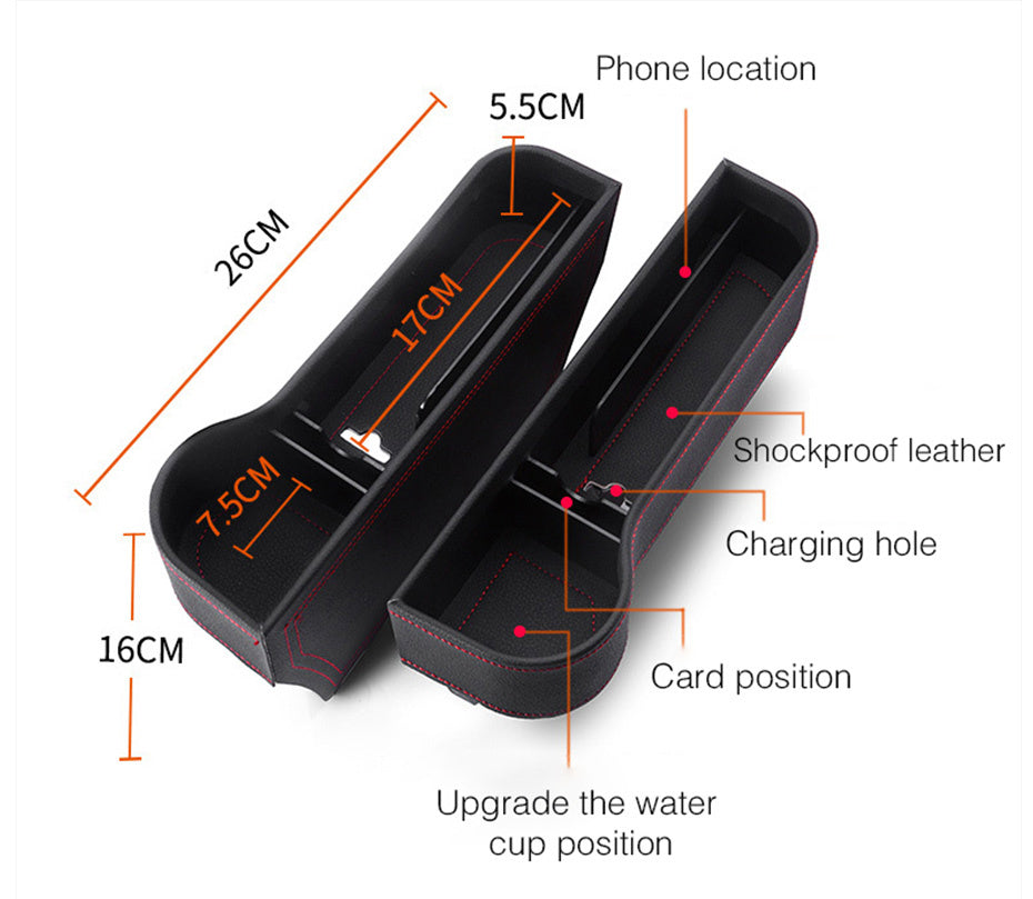 Car seat gap filler with storage
